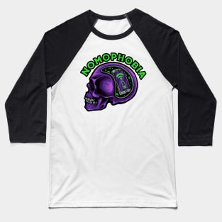 Nomophobia Skull Baseball T-Shirt